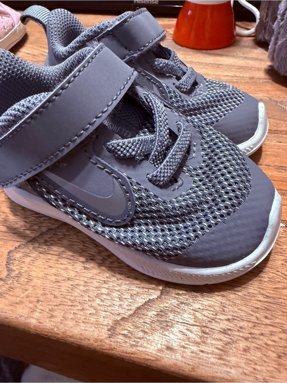 Nike Kids Gray Mesh Velcro Athletic Sneakers
